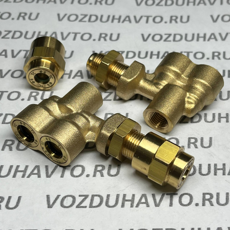 Фитинг четверник 8-8-М12Ø6-М10вн (F-обр.) ТИСКОН (РОССИЯ) (аналог Camozzi 9604)